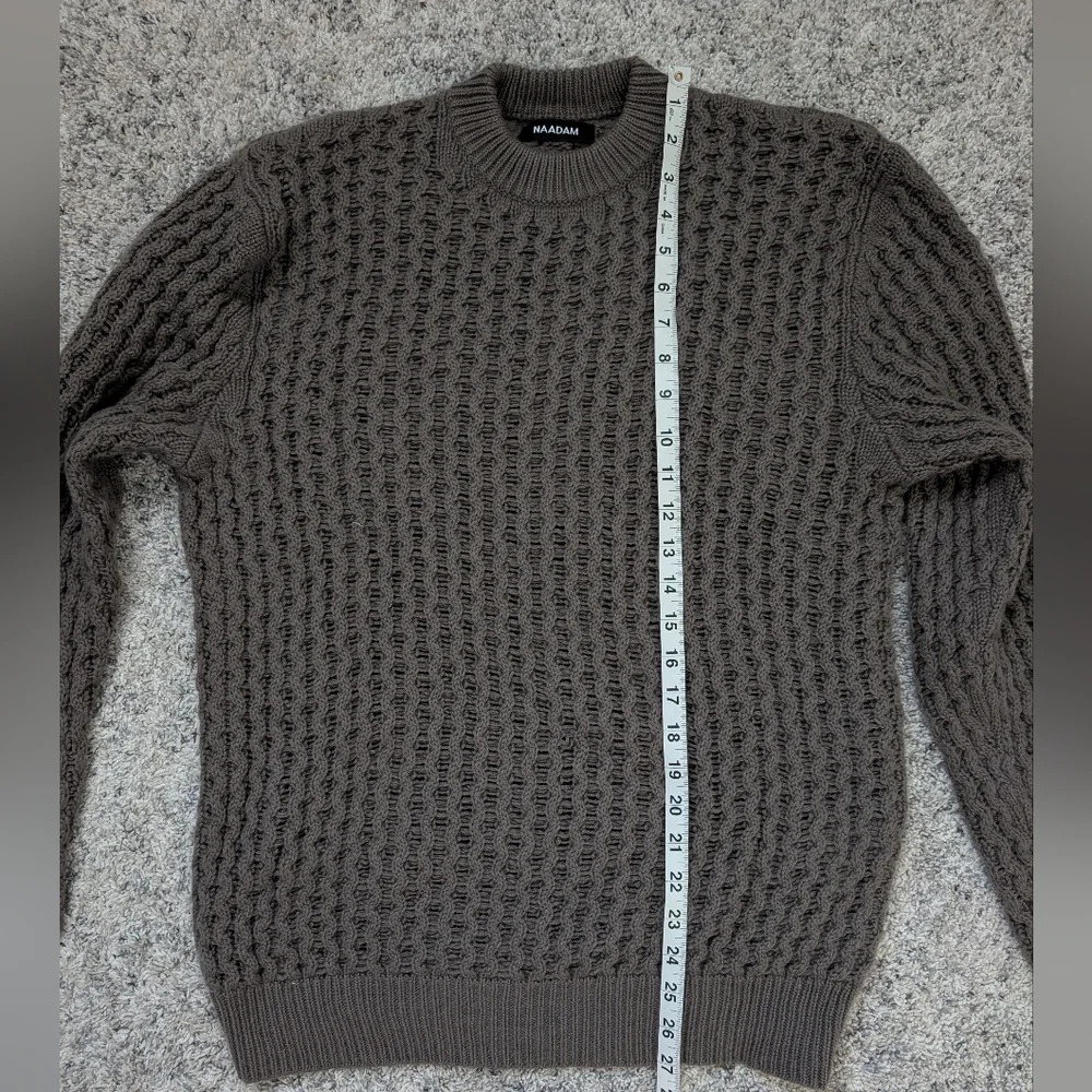 NAADAM Taupe Cashmino Honeycomb Crewneck Sweater